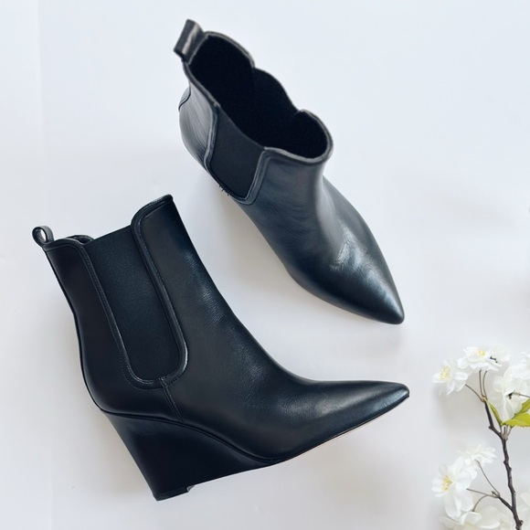 Veronica Beard Iluska Wedge Boots Black Designer - Picture 5 of 9